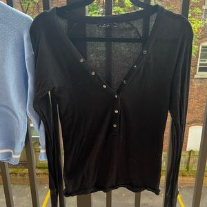 Our from Under Button Up Black Top